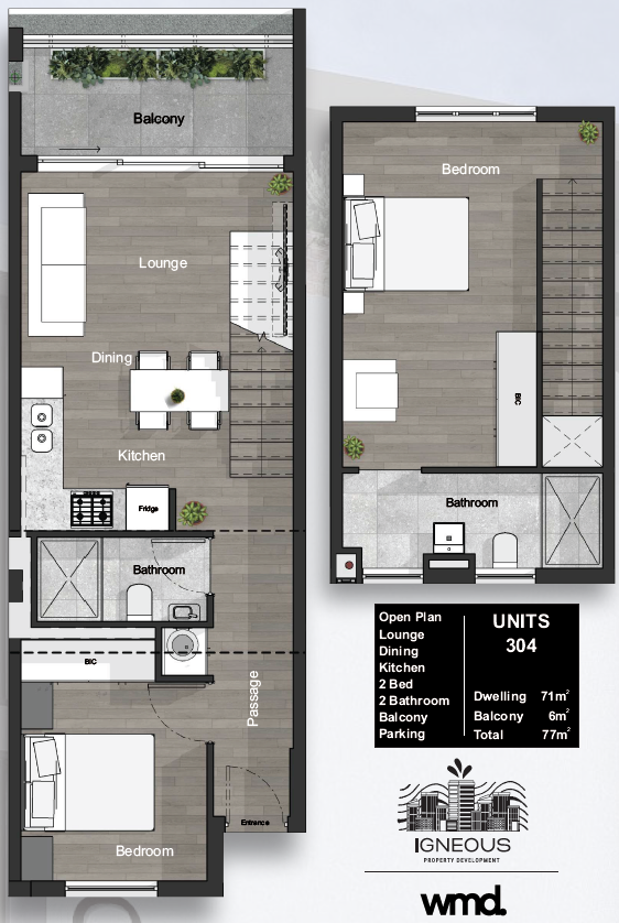 2 Bedroom Loft - Unit 304